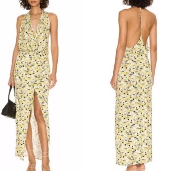 NWT Free People Daria Halter Maxi Dress apple mint combo Size L - Picture 1 of 13